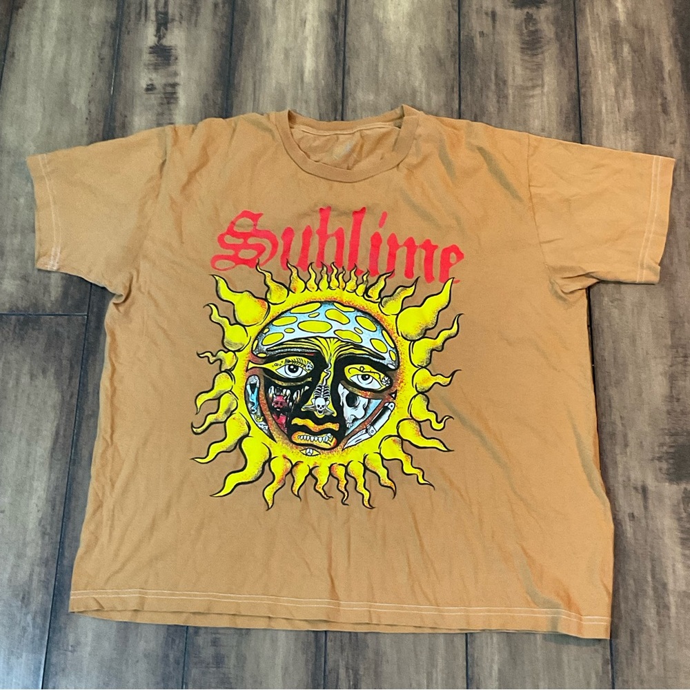 Sublime 40oz to Freedom Sun Mushroom Tie Dye T Shirt Medium 2018 Tan Large Band